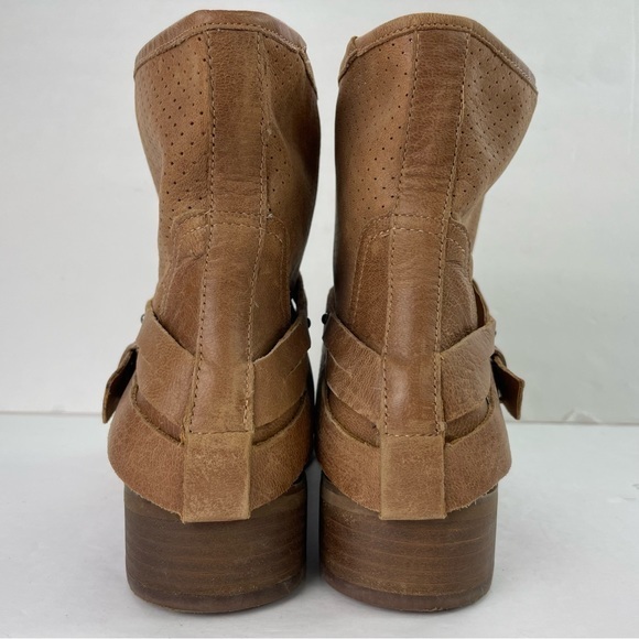 Marc Fisher Rosan Tan Leather Mid Calf Western Bohemian Moto Boots - Picture 8 of 12